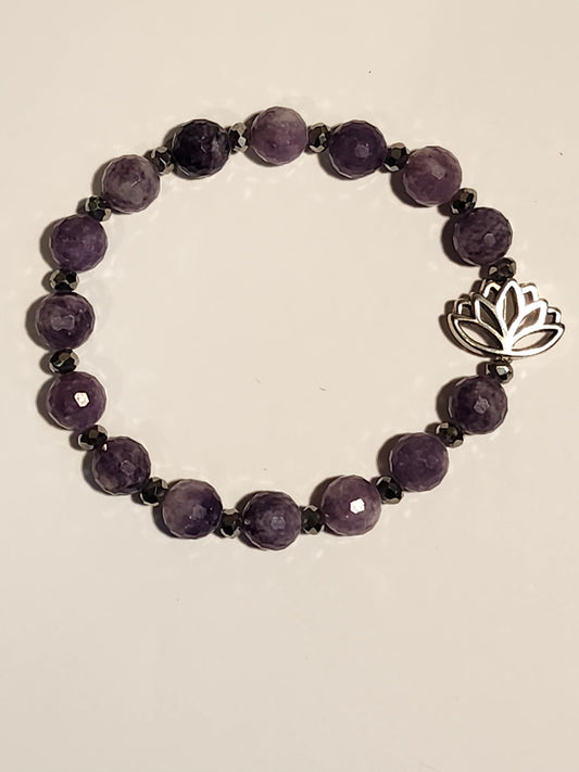 Amethyst Faceted Lotus Bracelet