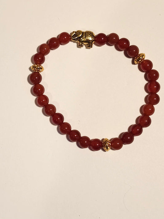 Carnelian Elephant Gold Bracelet